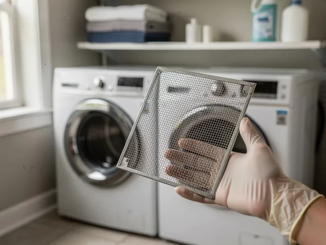 Wadsworth Dryer Vent Cleaning specialist performing detailed lint trap cleaning service in Wadsworth