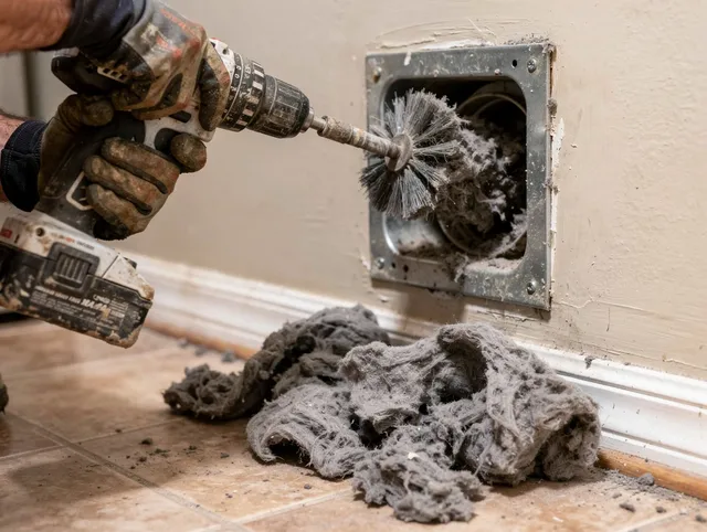 Certified Wadsworth Dryer Vent Cleaning technician performing dryer vent cleaning in Wadsworth